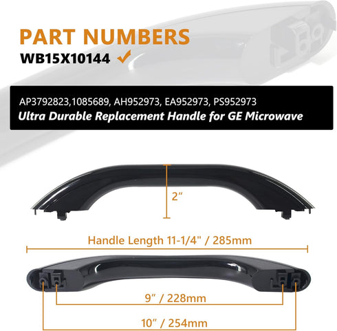 WB15X10144 Microwave Door Handle Black Compatible with GE Microwaves Replaces AP3792823,1085689, AH952973 Oven Replacement Parts Kitchen Appliance Accessories by GYOFFULL