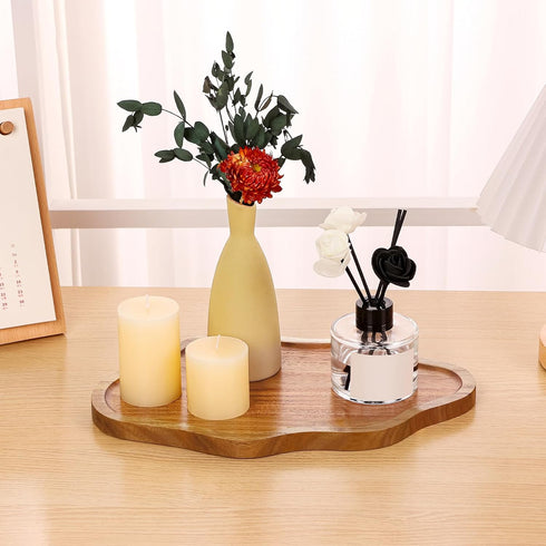 Small Decorative Tray Wood Decorative Serving Tray for Candles Perfume, Cloud Wooden Jewelry Tray Trinket Dish, Wooden