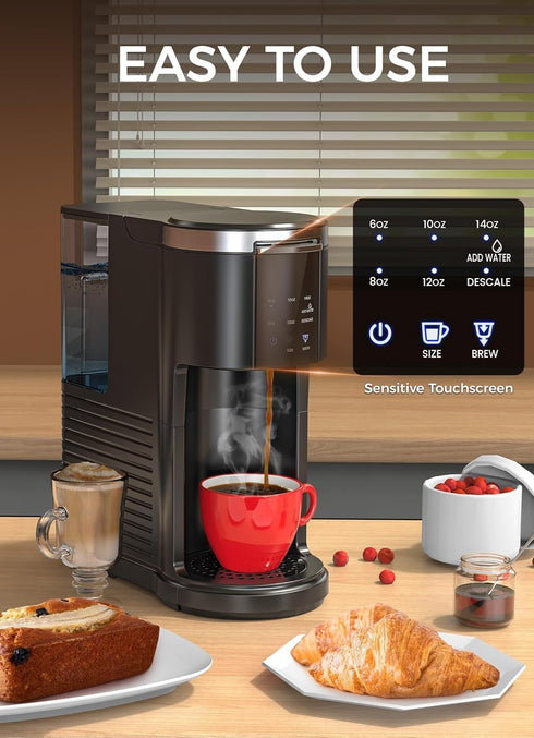 2 1 40 Oz 5 6-14 Oz, Electactic Single Serve Coffee Maker, in Kcup Pod & Ground Coffee Brewer, Removable Water Tank