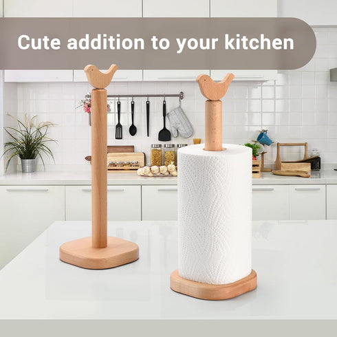 Paper Towel Holder, Cute Bird Wooden Kitchen Roll Stand Organizer Countertop Free Standing, Housewarming Gift New Home by Cambiar