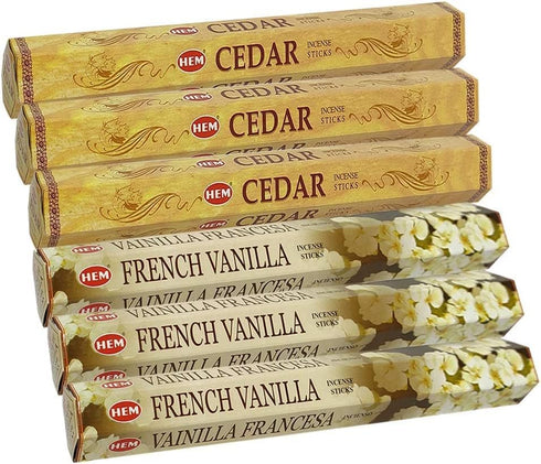 TRUMIRI French Vanilla & Cedar Incense Sticks Bundle - 120 Count, 6 Sets of 20 Sticks Each