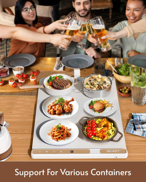 BICRET 4 7 Warming Mat for Food Fast Heating Silicone Electric Food Warmer with Level Adjustable Temperature and Hours