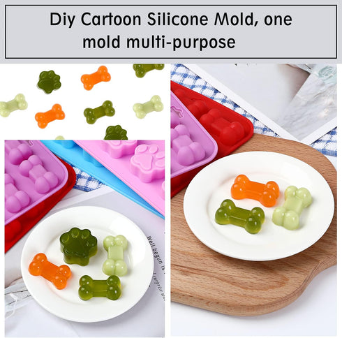 Puppy Dog Paw Bone Silicone Mold for Baking, Jelly, Candy, Chocolate, Ice Cube, Dog Snack