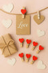 LWR CRAFTS Red Heart Wooden Mini Clothespins, 20 Pieces and Jute Cord, 8ft