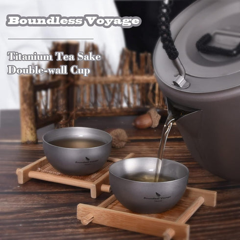 iBasingo 30ml Titanium Double Layer Sake Cup - Outdoor Camping Portable Wine Cup, Picnic Whiskey Flask (1 Piece)