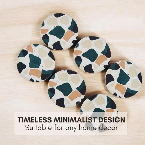 Set 6, Terrazzo Coasters of Ceramic Absorbent Drink Coasters, Cute Moisture Absorbing Coaster, Coffee Table Desk Decor