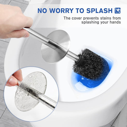 Wsedor 2 Pack Toilet Brush and Holder, Toilet Brush Stainless Steel, Toilet Bowl Brush for Bathroom Toilet-Ergonomic