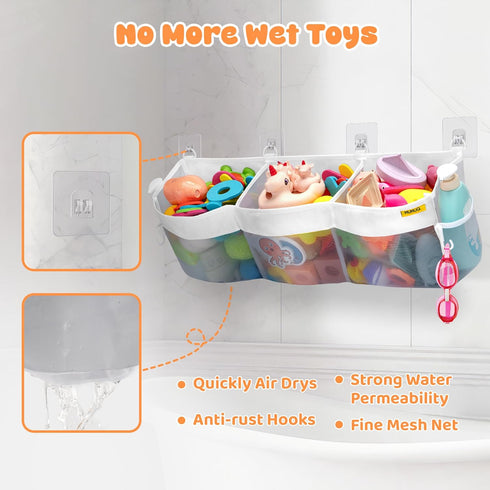 3 Bath Toy Organizer Compartment Bath Toy Storage Bag Shower Caddy Quick Access Bathtub Toys Holder Baby Shower Games