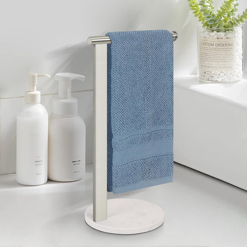 SUS304 Stainless Steel L-Shaped Hand Towel Holder, Thickened Base Bathroom Towel Rack for Countertop Vanity, Brush