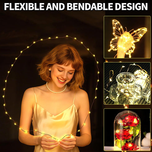 Kangheshun Lights,1 Pack Decor(5m/16ft Timer Blinking Tiny Led Fairy Mini Battery Powered Copper Wire Starry Small