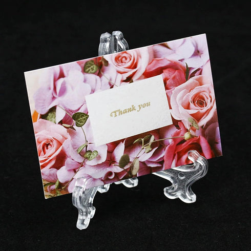 Transparent Plastic Display Stand, Black Plastic Easel Plate Display Photo Holder Stand, Displays Picture Frames Decorative Plates, Tablets and Art for Weddings Birthdays Tables Clear 3 inch Display