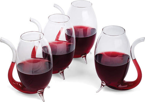 Fox Run Hand Blown Glass Port Sippers, Set of 4, Clear, 2.75 Ounces