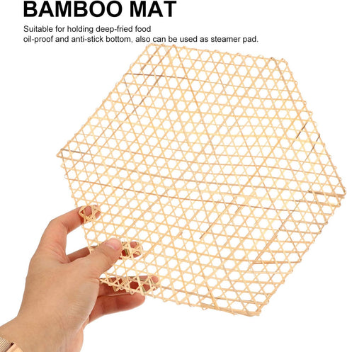 Hemoton Bamboo Mesh Pad Round Woven Placemats, Heat Insulation Dish Mat