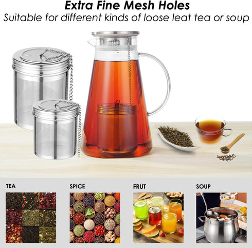 2 Pack Tea Infuser, Extra Fine Mesh Holes Tea Ball Strainers with Threaded Connection, 304 Stainless Steel Cooking