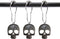 Set of 12 Decorative Sugar Skull Shower Curtain Hooks - Stainless Steel Rustproof Skeletons Bathroom Rings (Black)