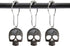 Set of 12 Decorative Sugar Skull Shower Curtain Hooks - Stainless Steel Rustproof Skeletons Bathroom Rings (Black)