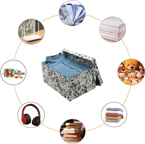 GUOZI Collapsible Storage Box - Decorative Memory Box with Lid & Metal Reinforced Corners, Organizer Gift Box
