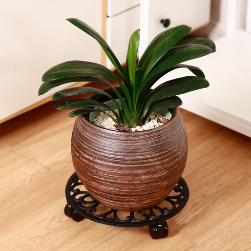 11 Inch 1 Pack Rolling Plant Stand with Wheels Wrought Iron Rolling Plant Stand with Casters Heavy Duty for Indoor
