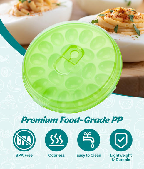 3 Pack 66-Slot Deviled Egg Container with Lid, Stackable Deviled Egg Platter with Handle, Egg Carrier Tray for Fridge