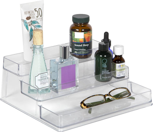 Richards Medicine Cabinet Organizer 3 Tier - Bathroom Counter Makeup Organizer - Clear Spice Rack Plastic Seasoning Organizer for Pantry 10" x 4" x 9"