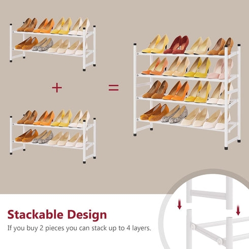 Closet 2 28-41 Closet, Tajsoon Expandable Shoe Rack for Tier, Adjustable & Stackable Shoe Shelf Storage, Metal Shoe