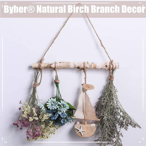 BYHER 15-Inch White Birch Logs for Decorative Farmhouse Home Wall Hanging
