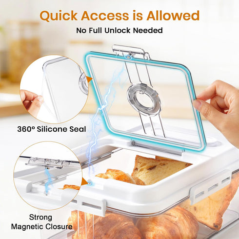 Counter 2 Pack Dynta Bread Box for Homemade Bread, Bread Storage Container for Kitchen Airtight, Time Recording Bread