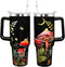 WENININOK Mushroom Cup 40 OZ Tumbler with Handle and Straw Lid Leak Proof
