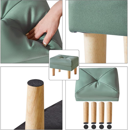 15.75"D 11.42"W12.6"H UHBD040GR YMYNY Small Footstool Ottoman, Faux Leather Footrest with Sponge Padded Seat, Step