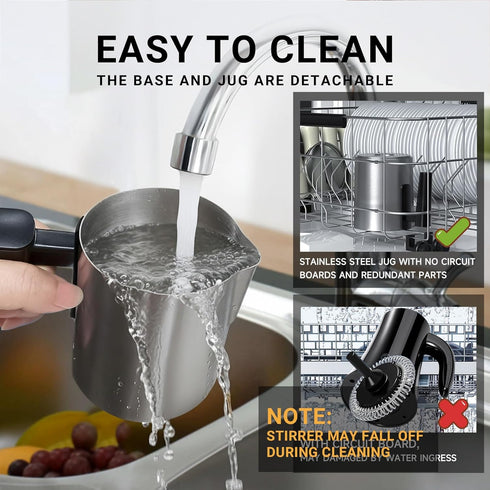FUNLAVIE 4-in-1 400ml(13.5oz) Electric Milk Frother and Steamer, Stainless Steel Pitcher with Auto Shut-Off, Hot & Cold