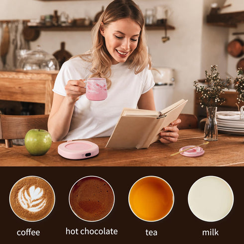Coffee Mug Warmer & You are Awesome Mug Set, Electric Cup Warmer for Desk with 3 Temperature Settings, 8-Hours Auto