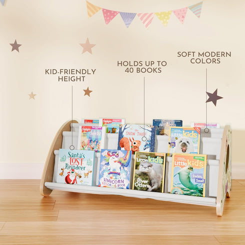 4-Tier 28.7 15.7 13.6 Kids Bookshelf - Montessori Book Shelf for Kids Rooms, Easy Installation, Eco-Friendly Wooden