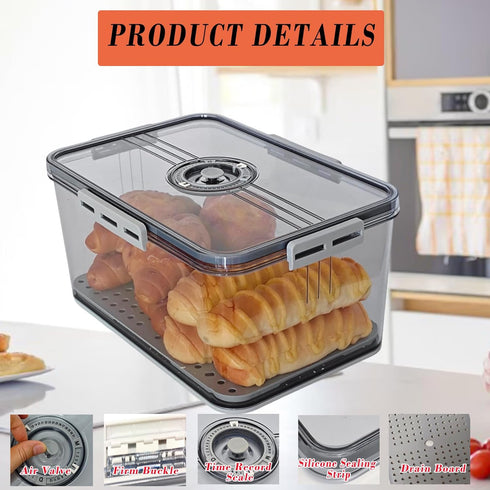 Counter, Honbuty Bread Box Bread Boxes with Lid for Kitchen Airtight Loaf Bread Storage Container,Large Time Recording