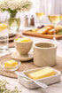 4" 90ml/3oz Verona Marble Butter Keeper - French Butter Crock with Lid - Freezer Safe Stone Butter Dish - Capacity