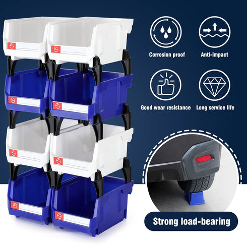 Pe&Hui 6 Pack Storage Organizer Bins, Wall Mount Parts Rack, Stackable Tool Bins for Screws and Office Supplies
