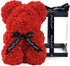 LINKLO Rose Bear - 10 inch Artificial Rose Flower Teddy Bear Gift for Wedding, Mothers Day (Red)