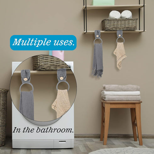 Tatuo 3 Pieces Crochet Towel Holder, Hanging Kitchen Dish Towel Holder Ring for Stove, Gray