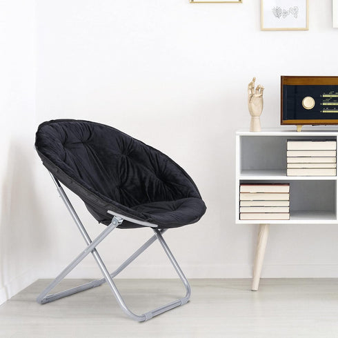 Nova Microdermabrasion Folding Faux Fur Moon Chair Soft Plush Lounge Chair Moon Chair with Metal Frame for Bedroom
