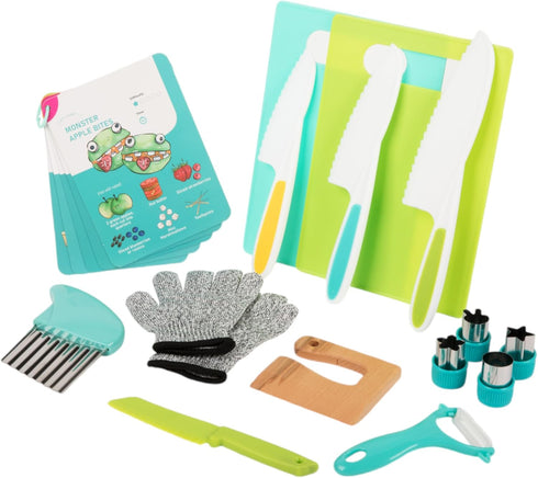 Kids Knife Set for Real Cooking - Montessori Kitchen Accessories by Tovla Jr. - Complete Cutting Kit for Toddlers