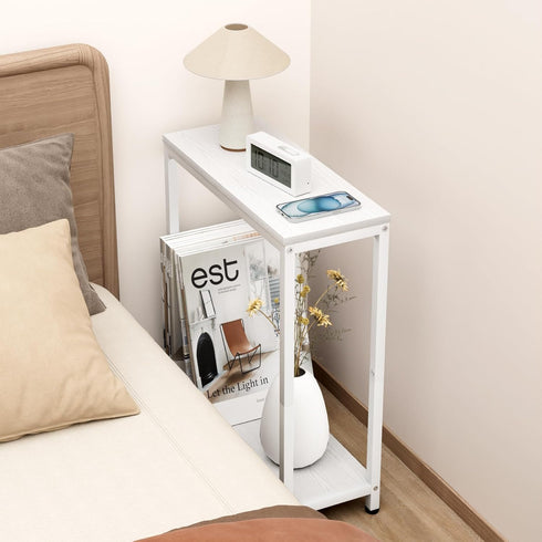 2 SLEEPING LAMB Narrow Small Side Table for Small Space, Tier Sofa Skinny End Table for Living Room, Bedroom Beside