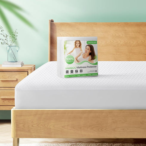 TASTELIFE Premium 3D Air Fabric Twin Size Waterproof Mattress Protector Pad - Ultra-Soft, White