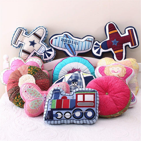 ABREEZE Train Shaped Pillow Quilted Decorative Pillows for Boys Room Dcor