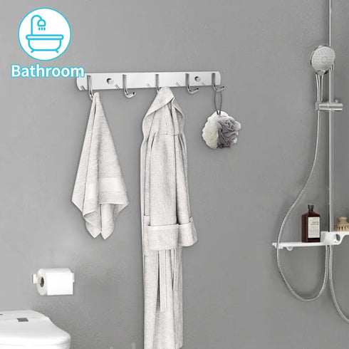 Wall Mounted Coat Rack, 5 Hook Coat Hanger Wall Mount, Premium Stainless Steel Coat Rack, Upgrade Mounted Coat Hooks