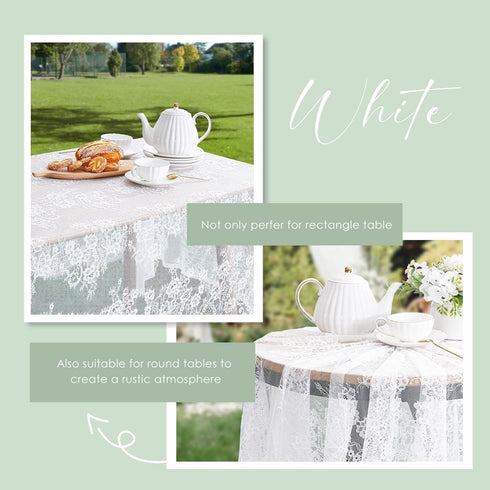 SoarDream White Lace Tablecloth, 60x120 Inches Rectangular Wedding Tablecloth Classic Vintage Lace Fabric