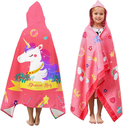 Unicorn Beach Towel Red Polyester Camping Towels for Girls Kids Beach Blanket