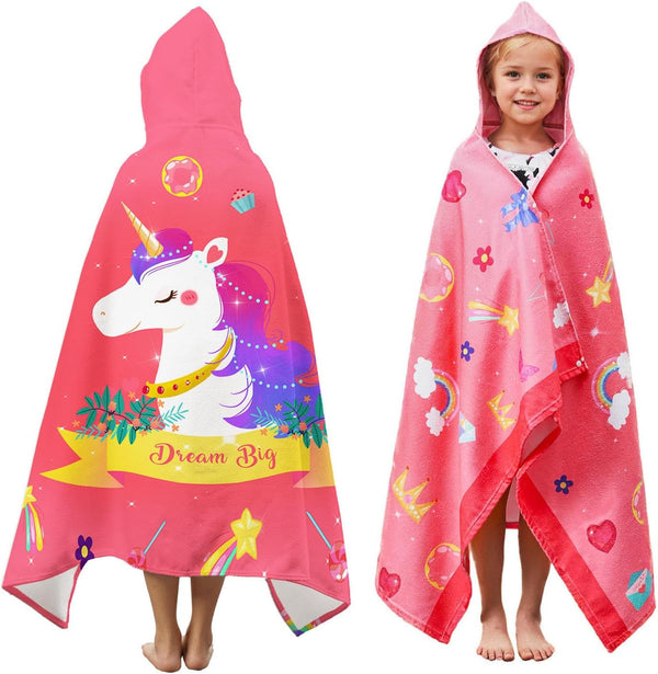 Unicorn Beach Towel Red Polyester Camping Towels for Girls Kids Beach Blanket