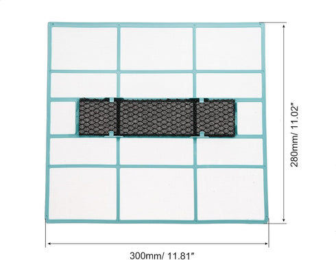 PATIKIL 11.81" x 11.02" Air Conditioner Air Filter, Plastic Air Filtering Screen Replacement with Air Filter Foam for HVAC, Blue Black