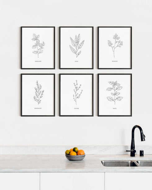HAUS AND HUES Kitchen Herbs Wall Art Decor | Herb Prints and Kitchen Signs for Wall Decor (8"X10" Unframed)