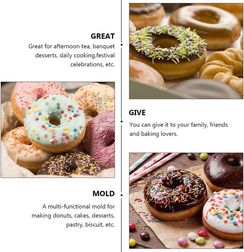 Unomor 3pcs Baking Mold, Donut Cake Pan, Muffin Donut Pan, Flower Donut Baking Cups, Bakeware
