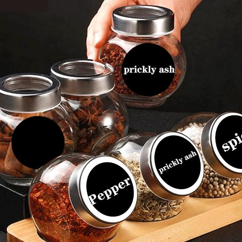 300 Blank Spice Jars Labels Chalkboard Stickers 1.5" Round Waterproof Kitchen Pantry Labels for Canning